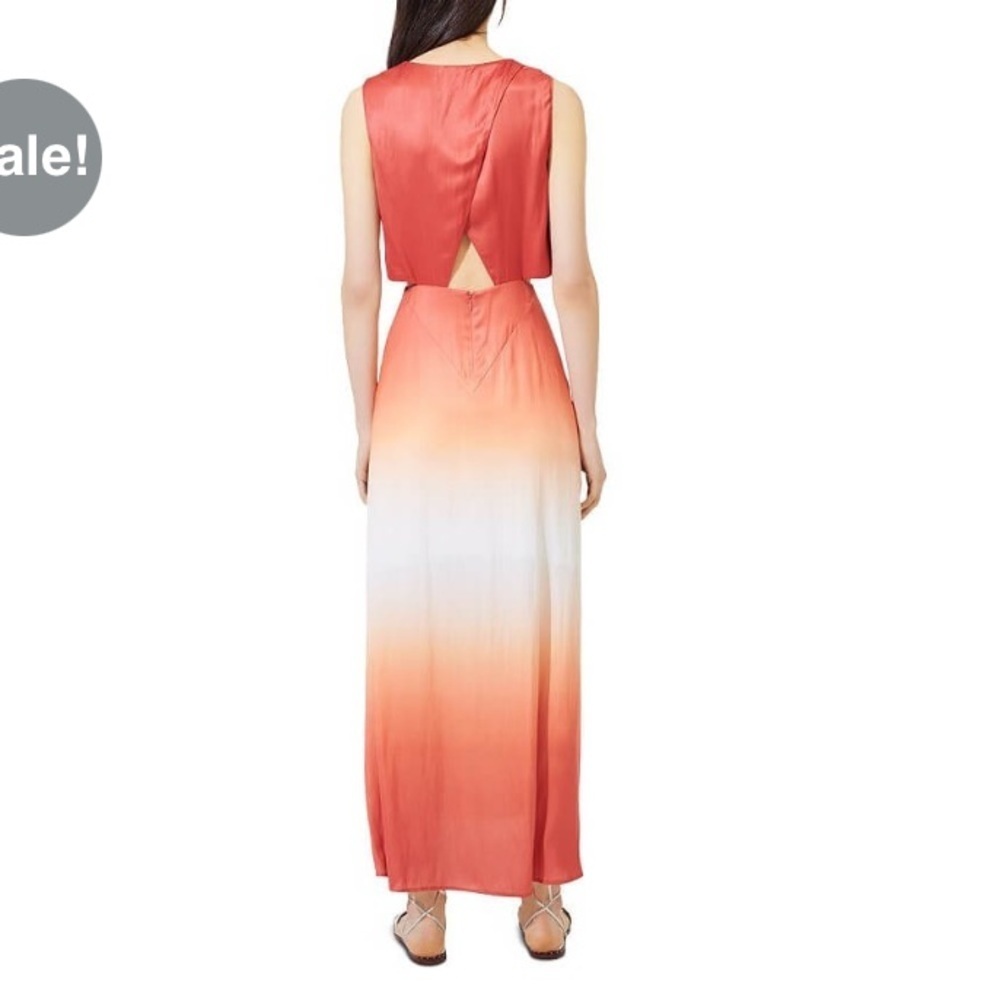 Maje Ombre Satin Scarf Maxi Dress Terracotta Size 36/4 - Picture 4 of 9